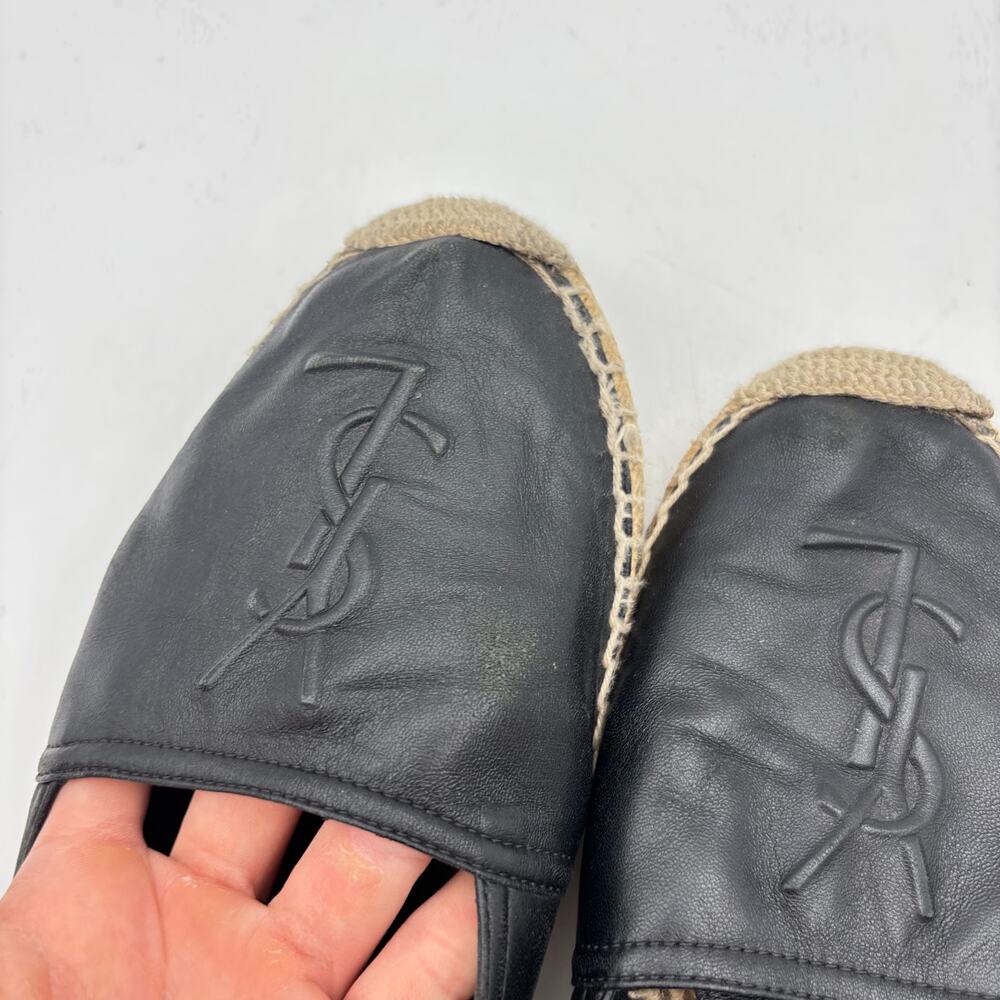 YSL Saint Laurent Logo Leather Espadrille Shoes Women's 39 US 9 - Picture 12 of 15